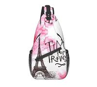 Bolso Bandolera París Torre Eiffel Acuarela Rosa Senderismo Mochila Crossbody Hombro Mochila Viaje Cofre Pack para Hombres Mujeres