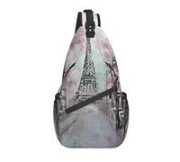 Bolso Bandolera París Torre Eiffel Pintura Senderismo Mochila Bandolera Hombro Mochila Viaje Pecho Paquete para Hombres Mujeres