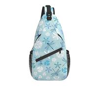 Bolso Bandolera Pastel Azul Libélula Flor Senderismo Mochila Crossbody Hombro Mochila Viaje Cofre Paquete para Hombres Mujeres
