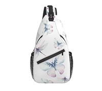 Bolso Bandolera Pastel Mariposa Libélula Insecto Senderismo Mochila Crossbody Hombro Mochila Viaje Cofre Paquete para Hombres Mujeres
