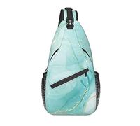 Bolso Bandolera Pastel Mint Teal Marble Senderismo Mochila Crossbody Hombro Mochila Travel Chest Pack para Hombres Mujeres