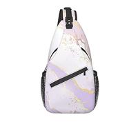 Bolso Bandolera Pastel Rosa Púrpura Oro Mármol Senderismo Mochila Crossbody Hombro Mochila Viaje Cofre Paquete para Hombres Mujeres