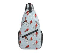 Bolso Bandolera patrón de pájaro Cardenal Rojo Retro Senderismo Mochila Bandolera Hombro Mochila de Viaje Paquete de Pecho para Hombres y Mujeres