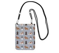 Bolso bandolera pequeño, cartera para teléfono móvil, bolso bandolera, Cavalier King Charles Spaniel, abrigos mixtos para perros.,Negro