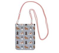 Bolso bandolera pequeño, cartera para teléfono móvil, bolso bandolera, Cavalier King Charles Spaniel, abrigos mixtos para perros.,Rosa