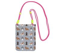 Bolso bandolera pequeño, cartera para teléfono móvil, bolso bandolera, Cavalier King Charles Spaniel, abrigos mixtos para perros.,Fucsia