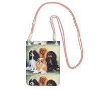 Bolso bandolera pequeño, cartera para teléfono móvil, bolso bandolera, Cavalier King Charles Spaniel negro dorado.,Rosa