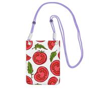 Bolso bandolera pequeño, cartera para teléfono móvil, bolso bandolera, diseño de hojas de tomate.,Morado