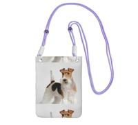 Bolso bandolera pequeño, cartera para teléfono móvil, bolso bandolera, diseño de perro fox terrier,Morado