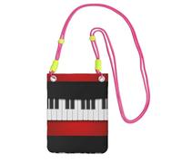 Bolso bandolera pequeño, cartera para teléfono móvil, bolso bandolera, diseño de piano dibujado a mano.,Fucsia