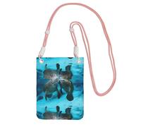Bolso bandolera pequeño, cartera para teléfono móvil, bolso bandolera, encantador beso de amantes del manatí,Rosa