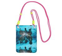 Bolso bandolera pequeño, cartera para teléfono móvil, bolso bandolera, encantador beso de amantes del manatí,Fucsia