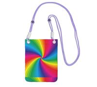 Bolso bandolera pequeño, cartera para teléfono móvil, bolso bandolera, espiral de colores arcoíris.,Morado
