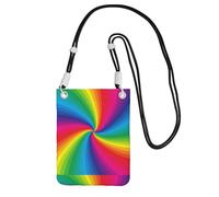 Bolso bandolera pequeño, cartera para teléfono móvil, bolso bandolera, espiral de colores arcoíris.,Negro