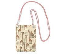 Bolso bandolera pequeño, cartera para teléfono móvil, bolso bandolera, estampado de jirafa dibujado a mano.,Rosa