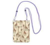 Bolso bandolera pequeño, cartera para teléfono móvil, bolso bandolera, estampado de jirafa dibujado a mano.,Morado