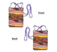Bolso bandolera pequeño, cartera para teléfono móvil, bolso bandolera, estampado de paisaje otoñal.,Morado
