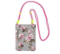 Bolso bandolera pequeño, cartera para teléfono móvil, bolso bandolera, estilo shabby chic vintage con tulipán rosa.,Fucsia