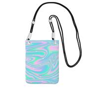 Bolso bandolera pequeño, cartera para teléfono móvil, bolso bandolera, fondo abstracto holográfico en neón pastel.,Negro