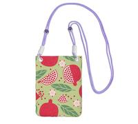 Bolso bandolera pequeño, cartera para teléfono móvil, bolso bandolera, fruta de granada, hermosas semillas de granada, estampado de frutas.,Morado