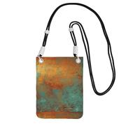 Bolso bandolera pequeño, cartera para teléfono móvil, bolso bandolera, moderno, con pátina de cobre intenso y metalizado.,Negro