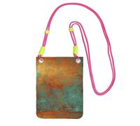 Bolso bandolera pequeño, cartera para teléfono móvil, bolso bandolera, moderno, con pátina de cobre intenso y metalizado.,Fucsia