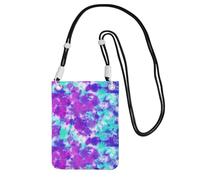Bolso bandolera pequeño, cartera para teléfono móvil, bolso bandolera, morado y azul tie dye.,Negro