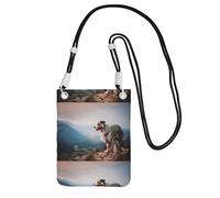Bolso bandolera pequeño, cartera para teléfono móvil, bolso bandolera, pastor australiano, montañas, mascotas australianas, perros,Negro