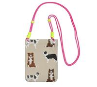 Bolso bandolera pequeño, cartera para teléfono móvil, bolso bandolera, perro de raza básica Border Collie mixto.,Fucsia