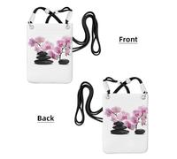 Bolso bandolera pequeño, cartera para teléfono móvil, bolso bandolera, piedras y orquídea rosa.,Negro