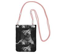 Bolso bandolera pequeño, cartera para teléfono móvil, bolso bandolera, Pitbull americano,Rosa