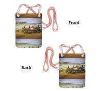 Bolso bandolera pequeño, cartera para teléfono móvil, bolso bandolera, Toscana vista desde una piedra, antiguo pueblo de Montepulciano, Italia, en un día nublado.,Rosa