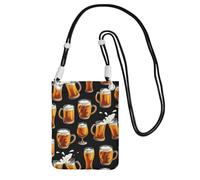 Bolso bandolera pequeño, cartera para teléfono móvil, bolso bandolera, vaso de cerveza,Negro