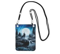 Bolso bandolera pequeño, cartera para teléfono móvil, monedero, bolso bandolera, resentimiento del lobo,Negro
