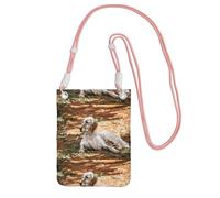 Bolso bandolera pequeño, cartera para teléfono móvil, monedero, bolso bandolera, setter inglés, otoño, mascotas, perros, inglés,Rosa