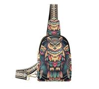 Bolso bandolera pequeño con diseño de búho para mujer, diseño de mandala, búho, atrapasueños, de cuero, bandolera, riñonera, Multicolor 17, Talla única