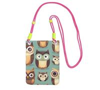 Bolso bandolera pequeño con diseño de búhos y dibujos animados de animales, bolso para teléfono celular, cartera con correa ajustable para mujer, Fucsia, Talla única