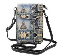 Bolso bandolera pequeño con diseño de la Torre Eiffel de París romántica para mujer, con ranura para tarjetas de crédito