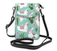 Bolso bandolera pequeño con estampado de flores de cactus y llamas tropicales para mujer, con ranura para tarjetas de crédito
