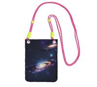 Bolso bandolera pequeño con estampado de galaxia en el universo para teléfono celular, cartera con correa ajustable para mujer, Fucsia, Talla única