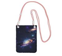 Bolso bandolera pequeño con estampado de galaxia en el universo para teléfono celular, cartera con correa ajustable para mujer, Rosa, Talla única
