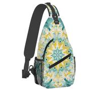 Bolso bandolera pequeño Mandala Fresh Ethnic para mujer y hombre, ligero, tipo mochila de pecho, bandolera, antirrobo, con correa ajustable para el hombro, ideal para actividades al aire libre, deport