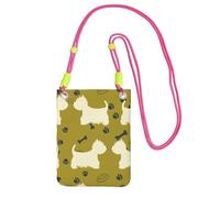 Bolso bandolera pequeño, monedero para teléfono móvil, bolso bandolera, silueta de perro, animal de las Tierras Altas del Oeste.,Fucsia