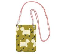 Bolso bandolera pequeño, monedero para teléfono móvil, bolso bandolera, silueta de perro, animal de las Tierras Altas del Oeste.,Rosa