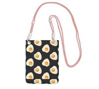 Bolso bandolera pequeño para teléfono móvil, cartera, bolso bandolera, comida, huevos fritos, color oscuro,Rosa