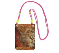 Bolso bandolera pequeño para teléfono móvil, cartera, bolso bandolera, marrón óxido, metal colorido, estructura de acero oxidado.,Fucsia