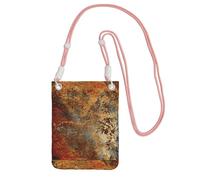 Bolso bandolera pequeño para teléfono móvil, cartera, bolso bandolera, marrón óxido, metal colorido, estructura de acero oxidado.,Rosa
