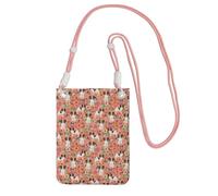 Bolso bandolera pequeño para teléfono móvil, cartera, bolso bandolera, Papillons, flores, melocotón, adorables perros, el mejor Papillon, perro Spaniel Toy.,Rosa