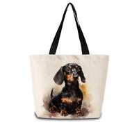 Bolso Bandolera Perro Salchicha De Acuarela Plegable Bolsa De Playa Casual Bolsa Tela Para Mamá Compras Camping