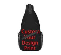 Bolso Bandolera Personalizado para Mujer y Hombre Bolsas Deportivas Personalizadas con Foto y Texto Bolso De Pecho Personalizado para Senderismo y Viajes Black,12 Inches